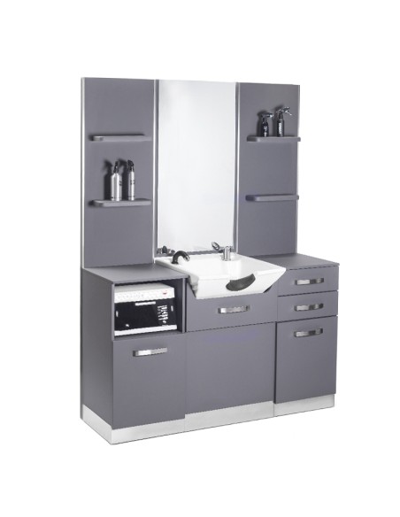 Consolle per parrucchieri Gabbiano con lavabo B085 grigio