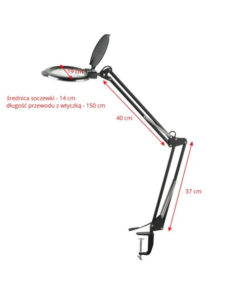 Lampada d'ingrandimento a led Glow Moonlight 8013/6" nero da tavolo