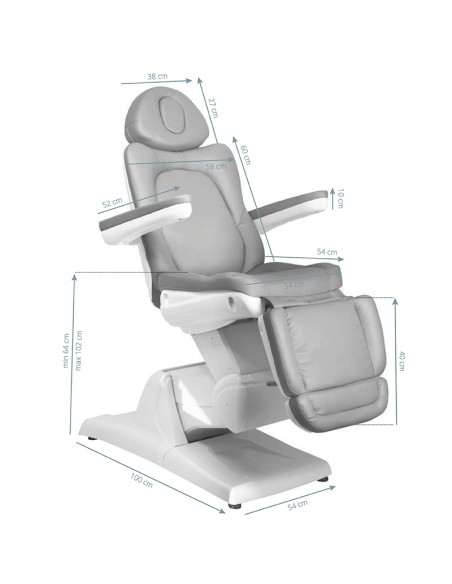 Sedia estetica elettrica Azzurro 870 3 motori grigio