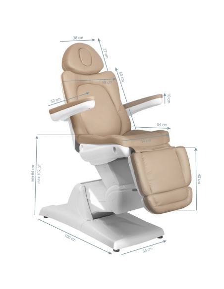 Azzurro 870 Sedia estetica elettrica a 3 motori cappuccino