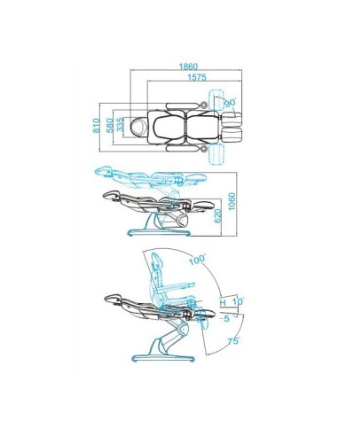 Azzurro 870S pedi 3 motori grigio sedia...