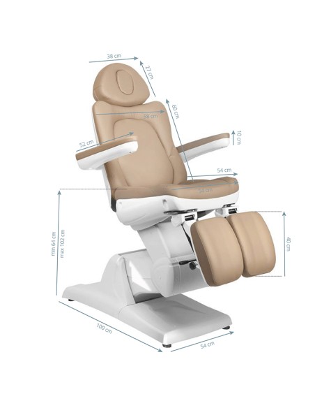 Azzurro 870S pedi 3 motori poltrona estetica elettrica cappuccino