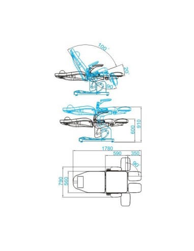 Poltrona podologica elettrica Azzurro 709A 3...