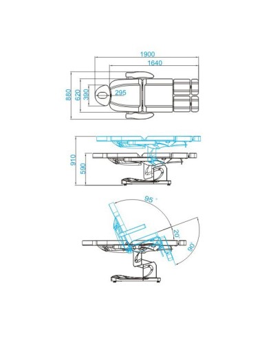 Azzurro 708AS pedi 3 motori sedia cosmetica...