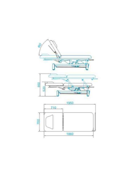 Lettino da massaggio elettrico Azzurro 684 1 motore bianco