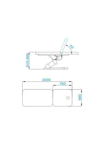 Lettino elettrico massaggiante Azzurro 808 2 motori bianco