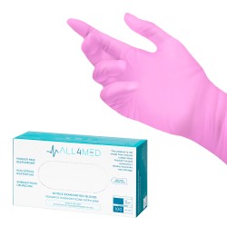 All4med guanti diagnostici monouso in nitrile rosa XS 