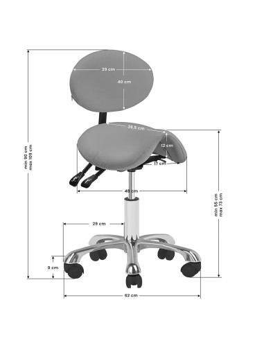 Sgabello cosmetico Giovanni 1025 grigio