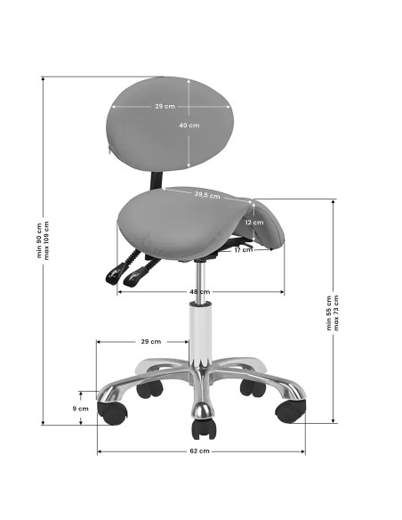 Sgabello cosmetico Giovanni 1025 grigio