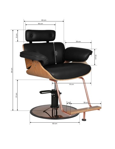 Poltrona da parrucchiere Gabbiano Firenze nera