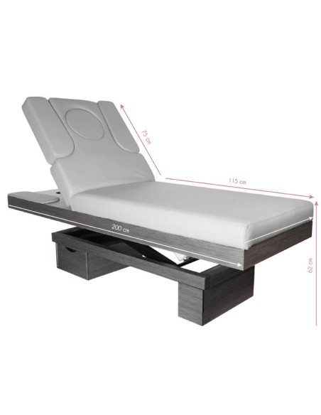 Azzurro 815B lettino cosmetico spa legno grigio luminoso riscaldato