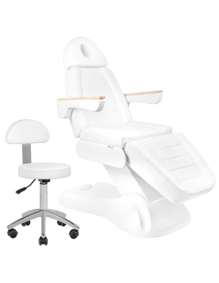 SILLON Lux 273b sedia cosmetica elettrica + sgabello 304 bianco