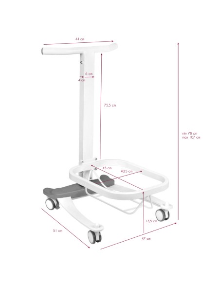 Vassoio per pedicure comfort su ruote con funzione di sollevamento