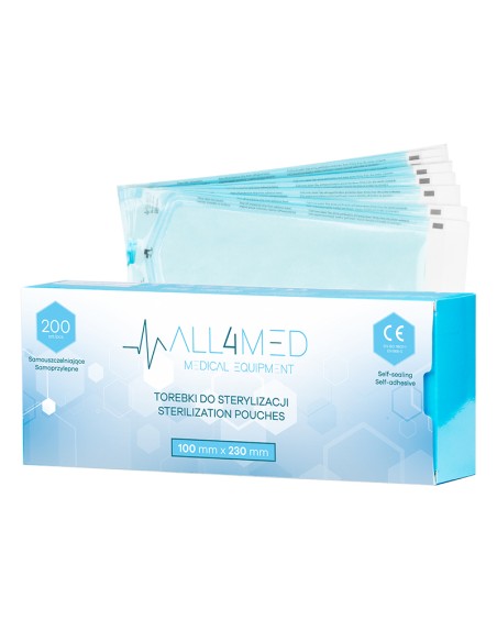 All4med sacchetti per sterilizzazione in autoclave 100 mm x 230 mm 200 pz.
