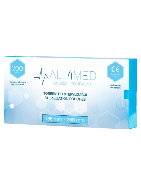 All4med sacchetti per sterilizzazione in autoclave 135 mm x 250 mm 200 pz.
