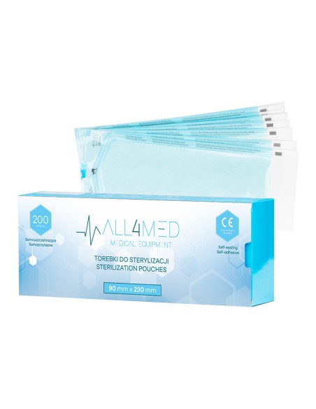All4med sacchetti per sterilizzazione in autoclave 90 mm x 230 mm 200 pz.