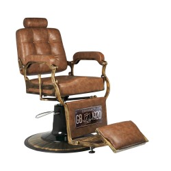 Sedia da barbiere Gabbiano Boss Old Leather marrone chiaro