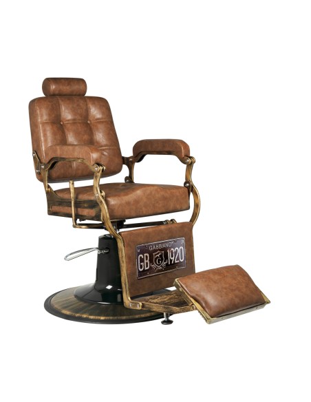 Sedia da barbiere Gabbiano Boss Old Leather marrone chiaro