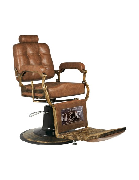 Sedia da barbiere Gabbiano Boss Old Leather marrone chiaro