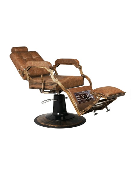 Sedia da barbiere Gabbiano Boss Old Leather marrone chiaro