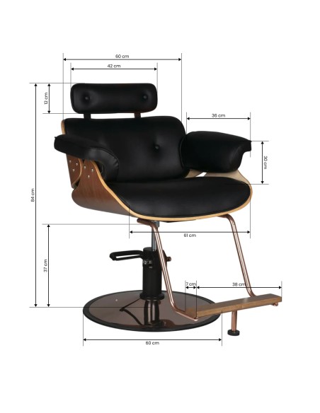 Poltrona da parrucchiere Gabbiano Firenze noce nero