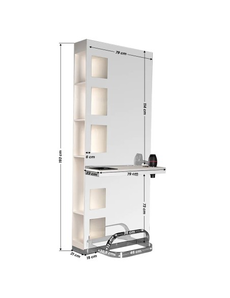 Consolle per parrucchieri Gabbiano B058 perla