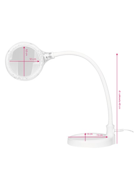 Elegante lampada d'ingrandimento 2014-2r 30 led smd 5d con supporto e clip da tavolo