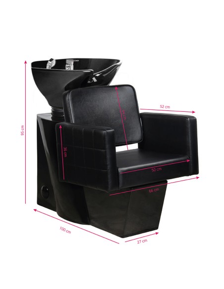 Lavabo per parrucchieri Gabbiano Ankara a bacinella nero/nero