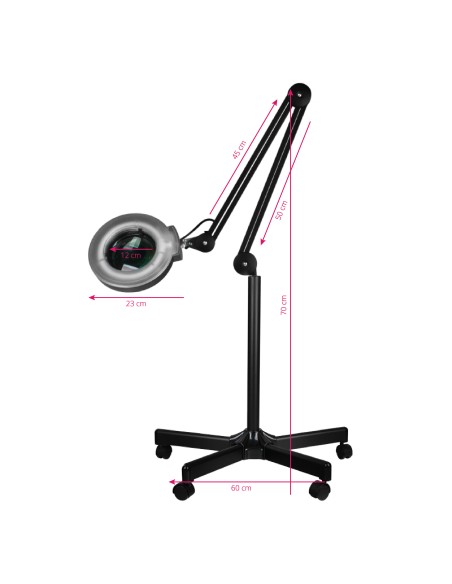 Lampada d'ingrandimento a led S5 + supporto a led con intensità luminosa regolabile nero