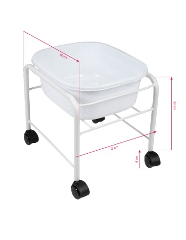 Piscina per pedicure dritta con rotelle bianco
