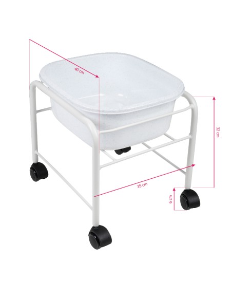 Piscina per pedicure dritta con rotelle bianco