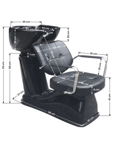 Gabbiano lavabo per parrucchieri Vigo nero