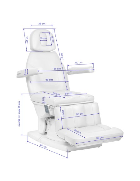 Sedia cosmetica podologica elettr. Kate 4 siln. bianco