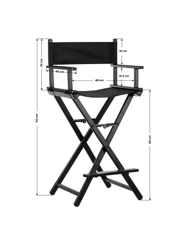 Sedia da trucco pieghevole in alluminio nero