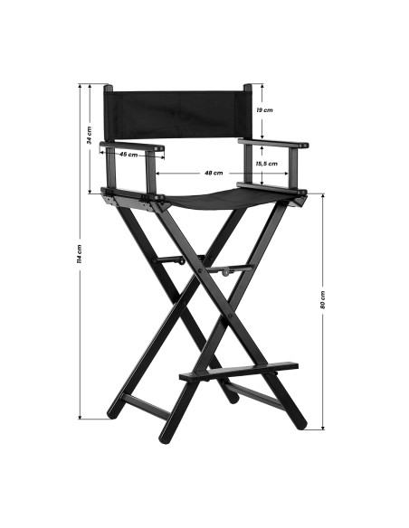 Sedia da trucco pieghevole in alluminio nero