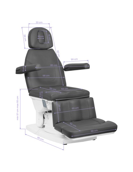 Sedia cosmetica per podologia elettr. Kate 4 siln. grigio