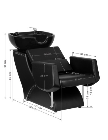 Gabbiano lavabo per parrucchiere Santiago nero