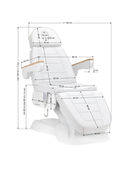 Sedia estetica elettrica SILLON Lux 273b 3 motori bianco 