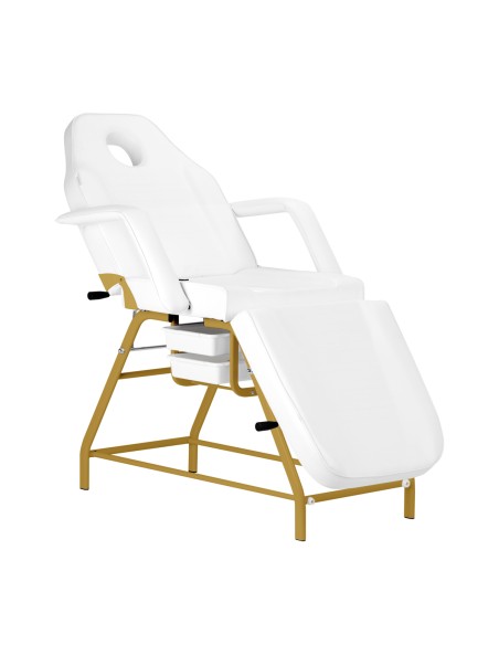 Sedia cosmetica 557G con cuvette bianco oro