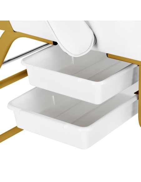 Sedia cosmetica 557G con cuvette bianco oro