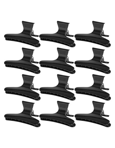 Pinze per capelli a granchio per parrucchieri E-49 12 pz. nero.