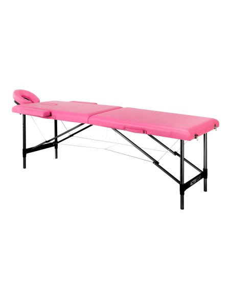 Lettino da massaggio pieghevole in alluminio comfort Activ Fizjo 2 segmenti rosa nero alluminio