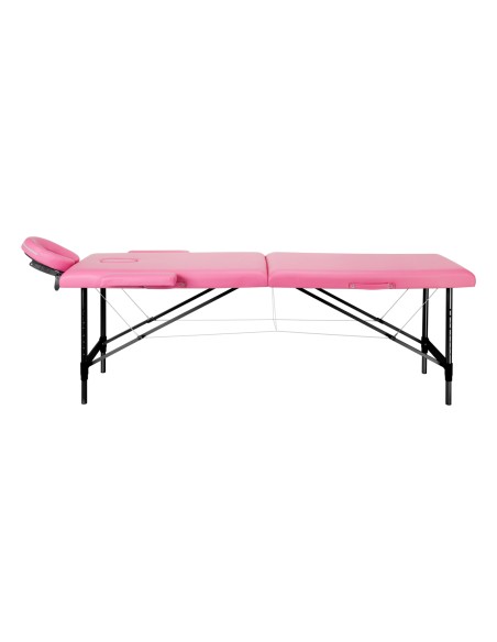 Lettino da massaggio pieghevole in alluminio comfort Activ Fizjo 2 segmenti rosa nero alluminio