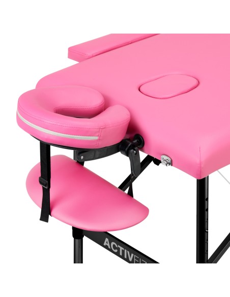 Lettino da massaggio pieghevole in alluminio comfort Activ Fizjo 2 segmenti rosa nero alluminio