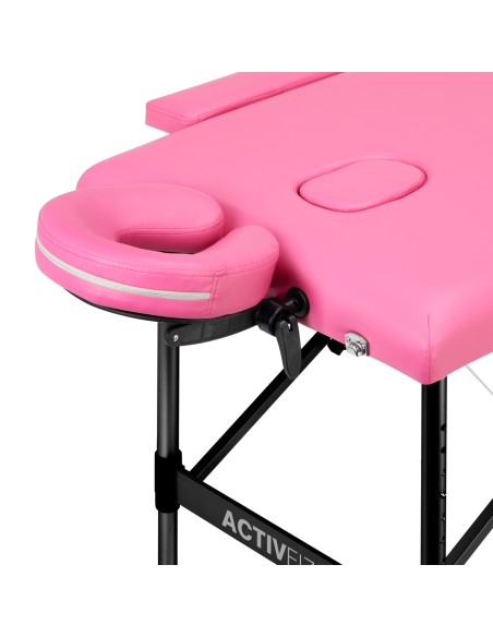 Lettino da massaggio pieghevole in alluminio comfort Activ Fizjo 2 segmenti rosa nero alluminio