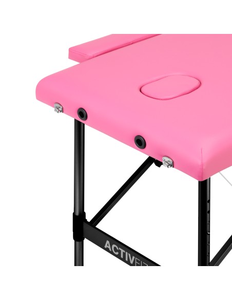 Lettino da massaggio pieghevole in alluminio comfort Activ Fizjo 2 segmenti rosa nero alluminio