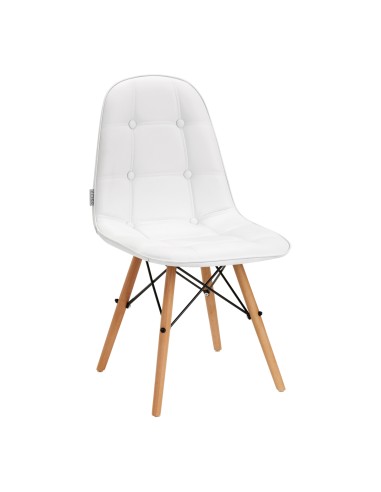 4Rico Sedia scandinava QS-185 in ecopelle bianca