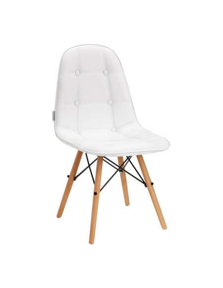 4Rico Sedia scandinava QS-185 in ecopelle bianca