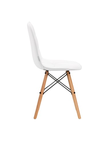 4Rico Sedia scandinava QS-185 in ecopelle bianca