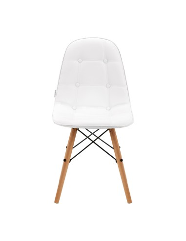 4Rico Sedia scandinava QS-185 in ecopelle bianca